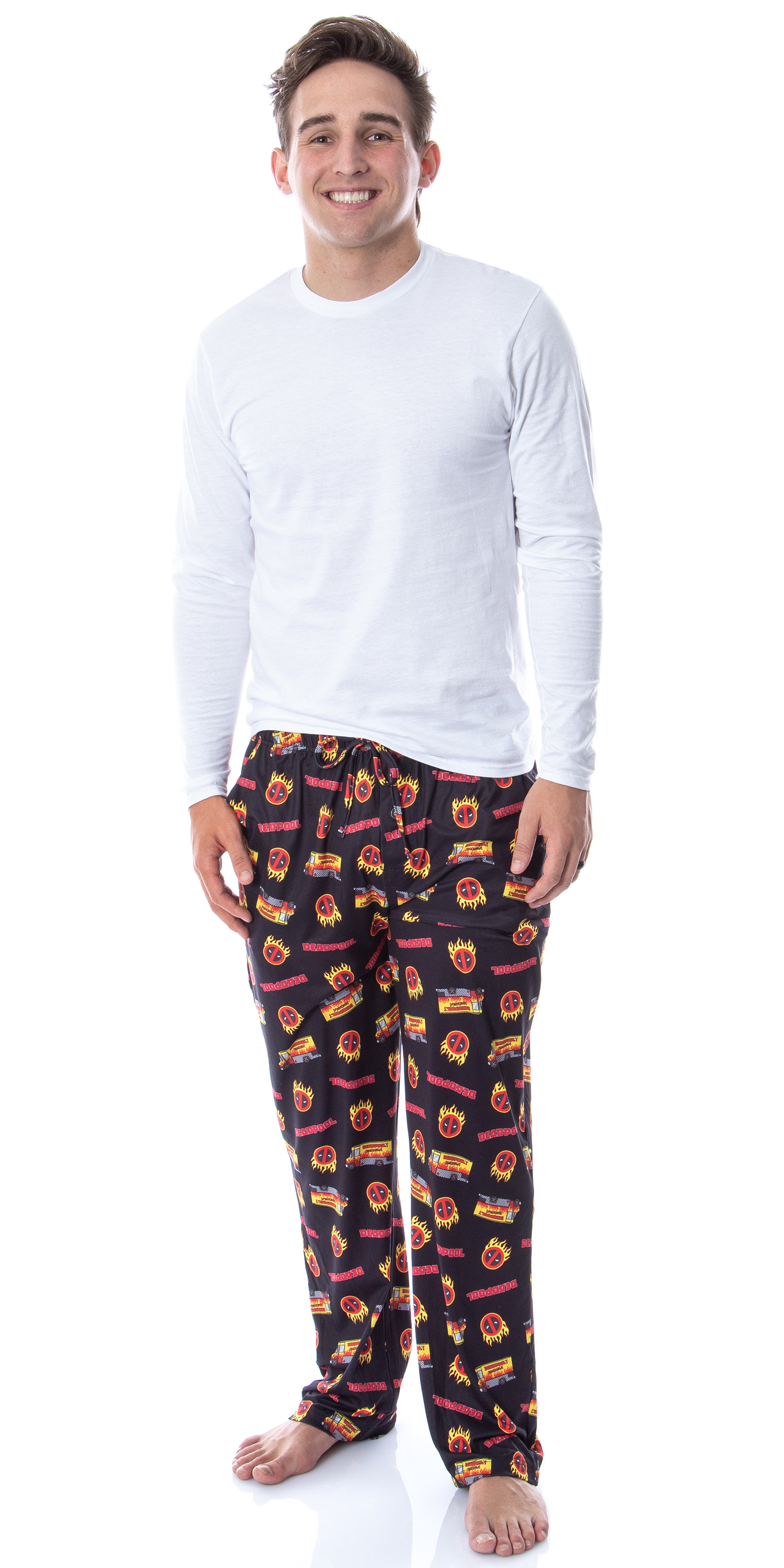 Marvel Mens' Deadpool Chimichangas Food Truck Icon Sleep Pajama Pants