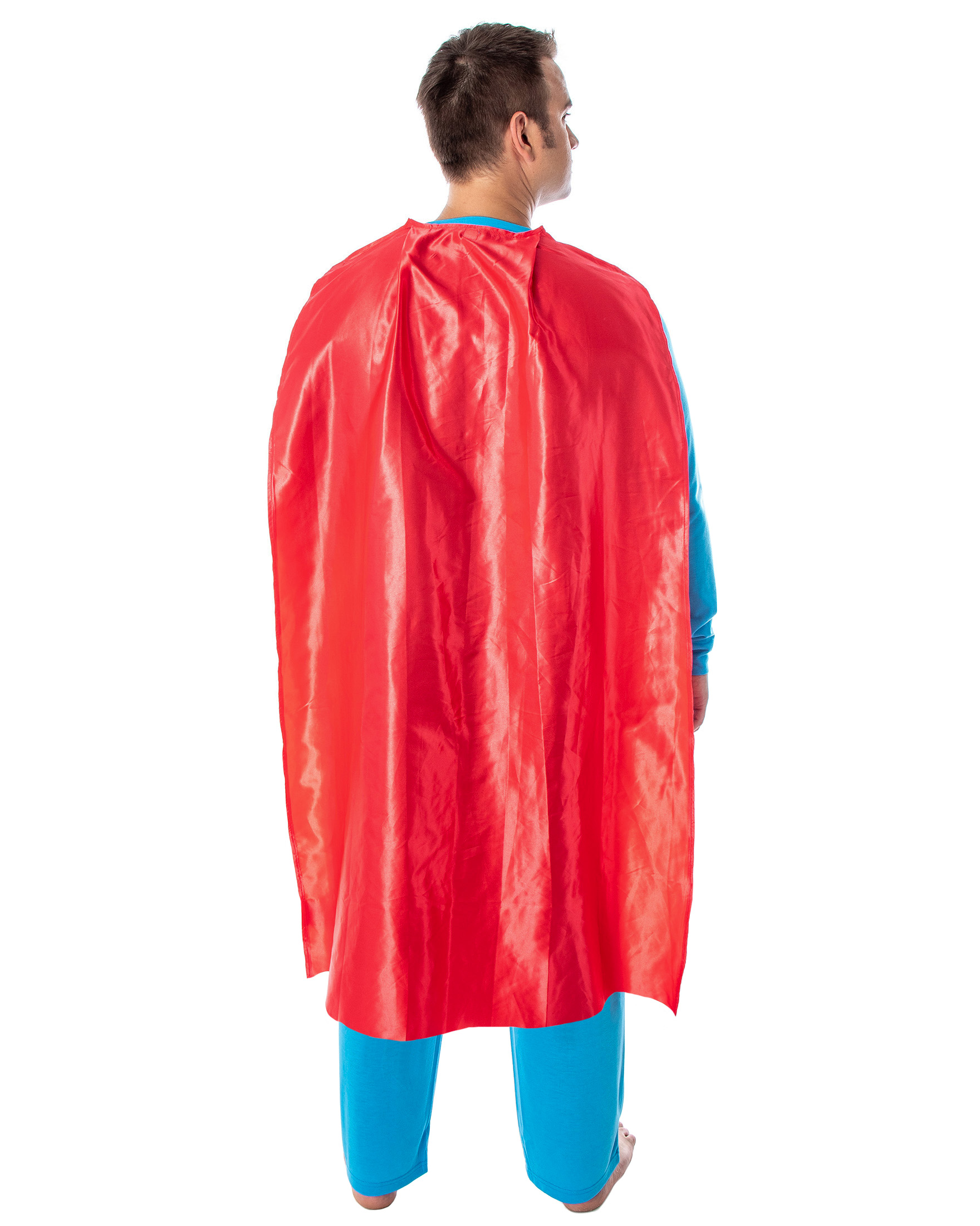 DC Comics Men's Superman Costume Raglan Shirt And Pants Pajama Set with Cape - Picture 8 of 23
