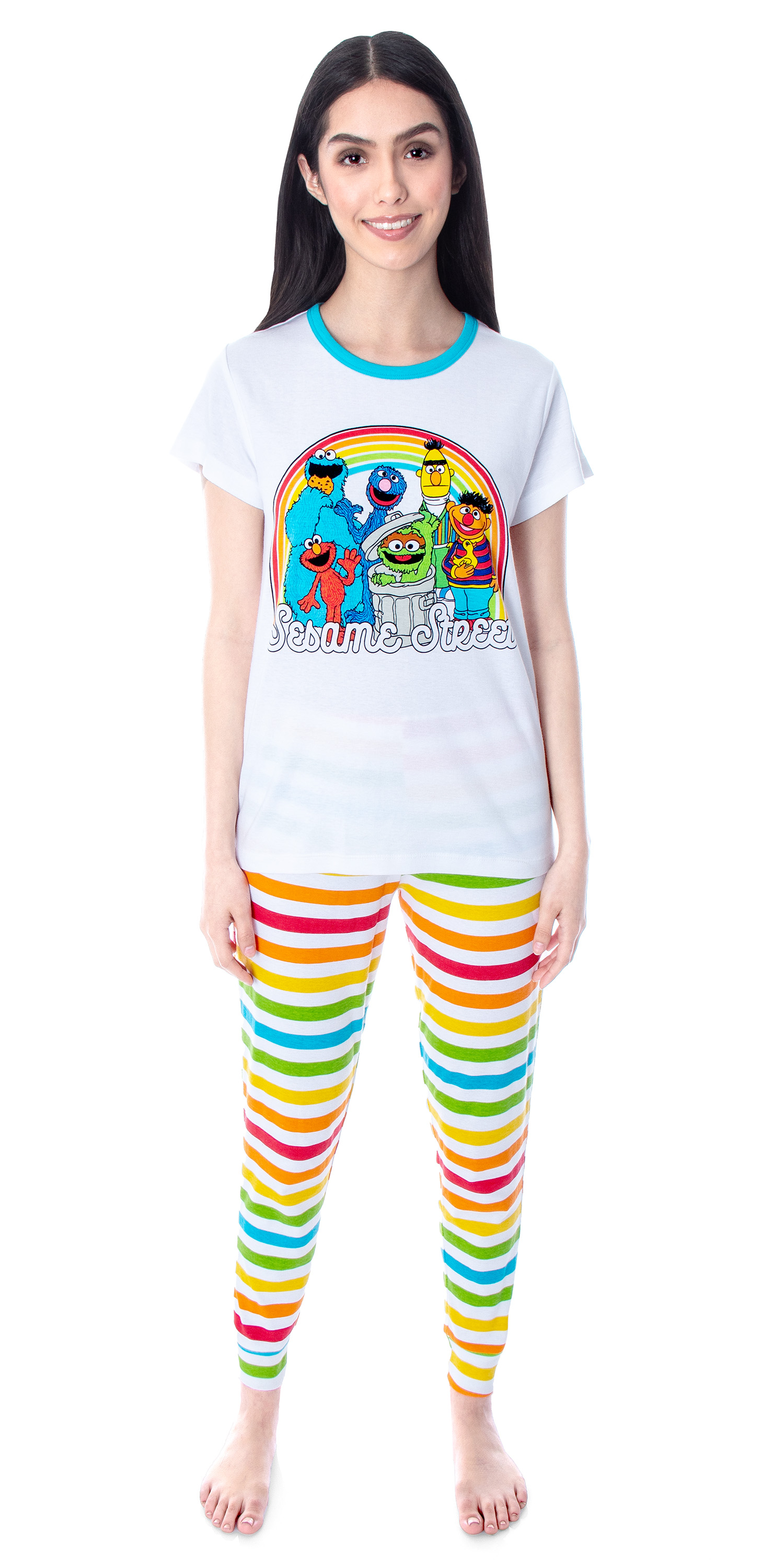 Sesame Street Vintage Character Rainbow Mommy and Me Matching Pajamas (Mommy, - Picture 4 of 12